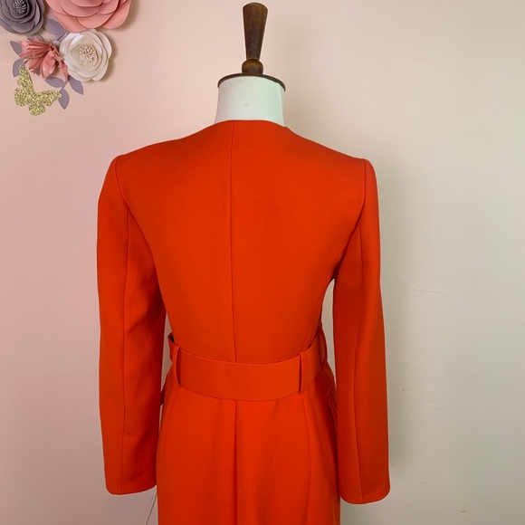New! ZARA Orange Belted Frock Blazer Coat - Picture 9 of 13